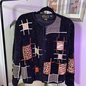 Vintage black animal print vintage cardigan